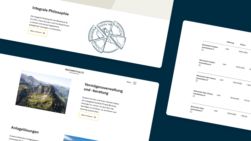 Screenshots der Leistungsübersichtsseite und der Detailseite