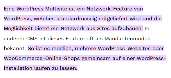 Screenshot der Google Highlight Funktion