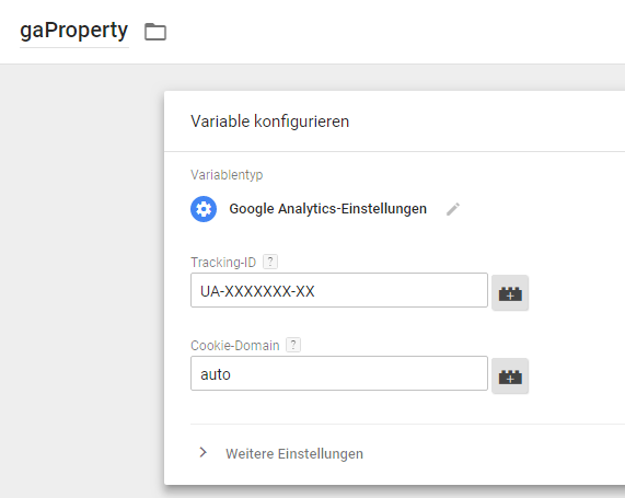 Google Analytics Variable konfigurieren