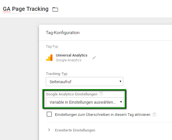 Google Analytics Einstellungen