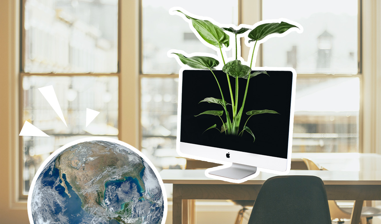 Eine Pflanze spriesst aus einem Monitor