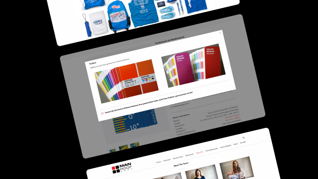 Pop-up Lightbox mit Farbpaletten