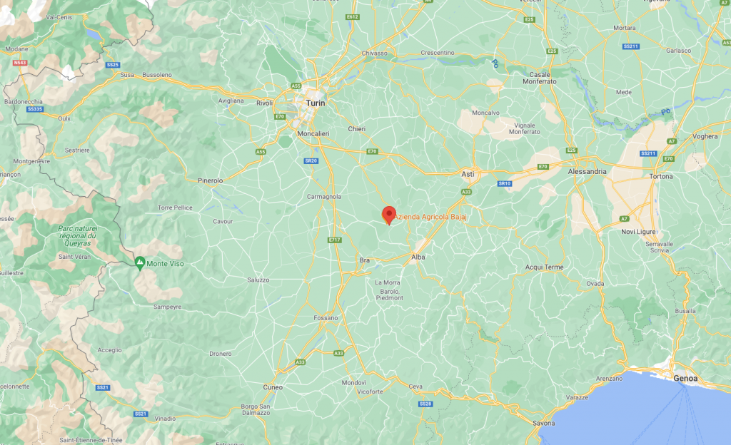 Screenshot der Google Maps Karte von Piemont