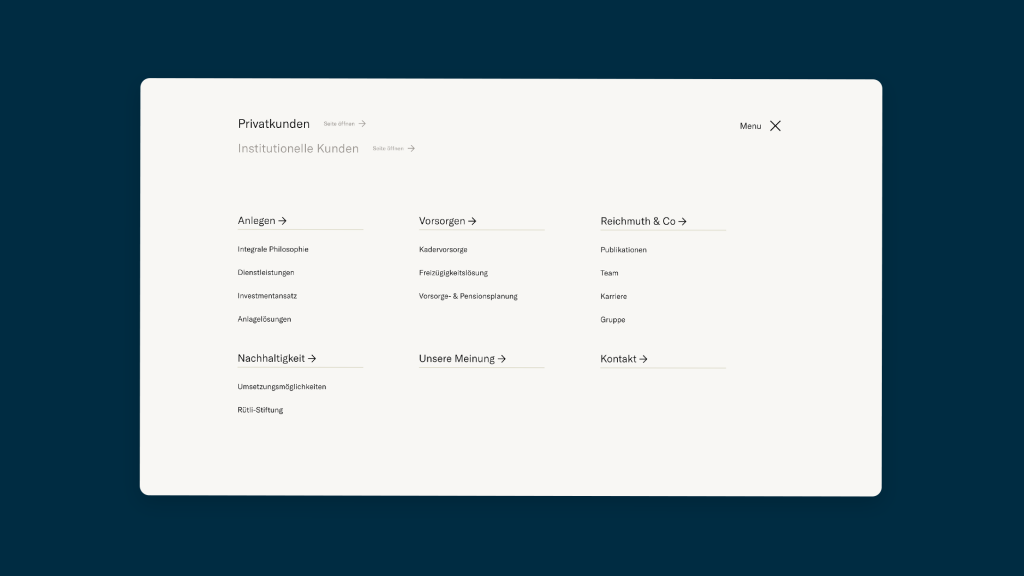 Screenshot des Menüs