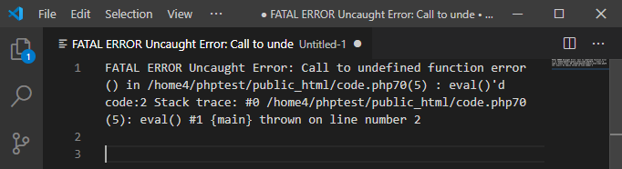 Ein Beispiel für eine PHP Fehlermeldung mit FATAL ERROR und Uncaught Error, welche im Ernstfall eine gesamte Webseite lahm legen würde.